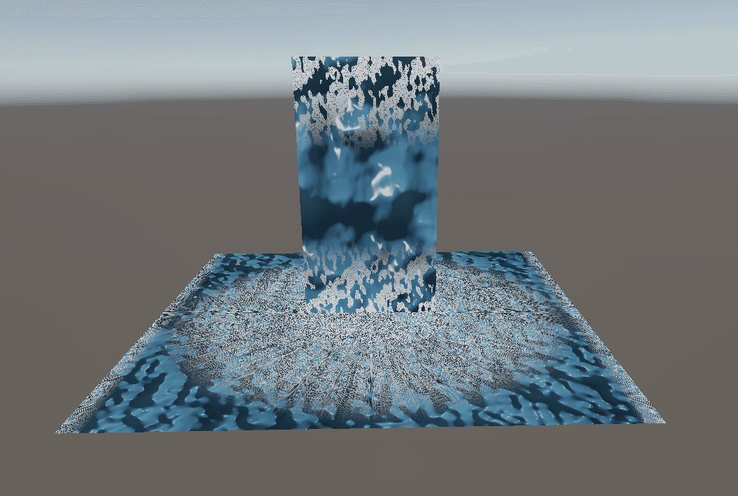 grainy foam on waterfall and pool