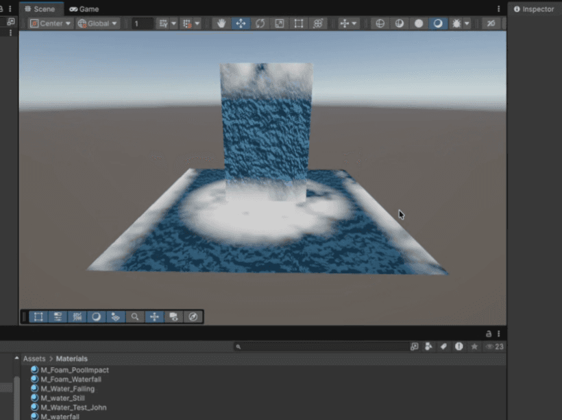 finalized waterfall with foam at the lip and impact zone